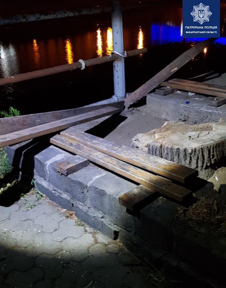 Малолітні вандали: в Ужгороді поліцейські затримали нетверезих підлітків, які пошкодили майно міста (ФОТО)