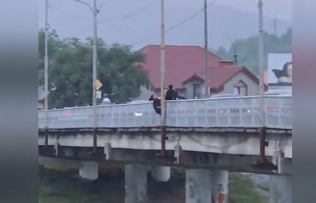 Намагалася стрибнути з моста: у Мукачеві зафільмували на відео спробу самогубства (ВІДЕО)