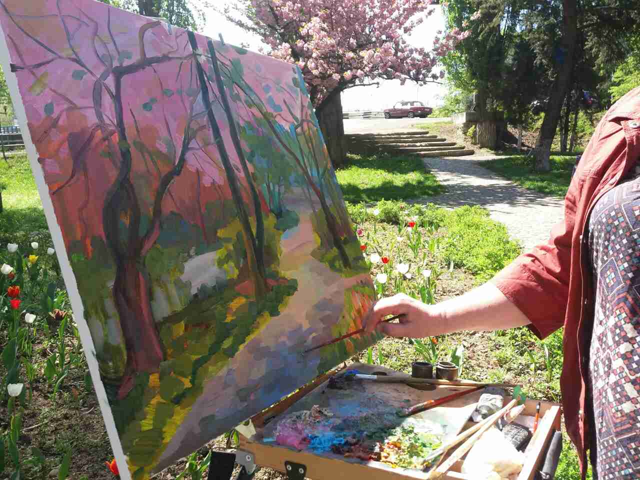 "Сакури очима дітей" Ужгородські художники малювали міські пейзажі