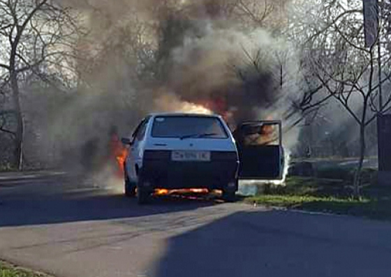 На Берегівщині на ходу спалахнула автівка (ФОТО)