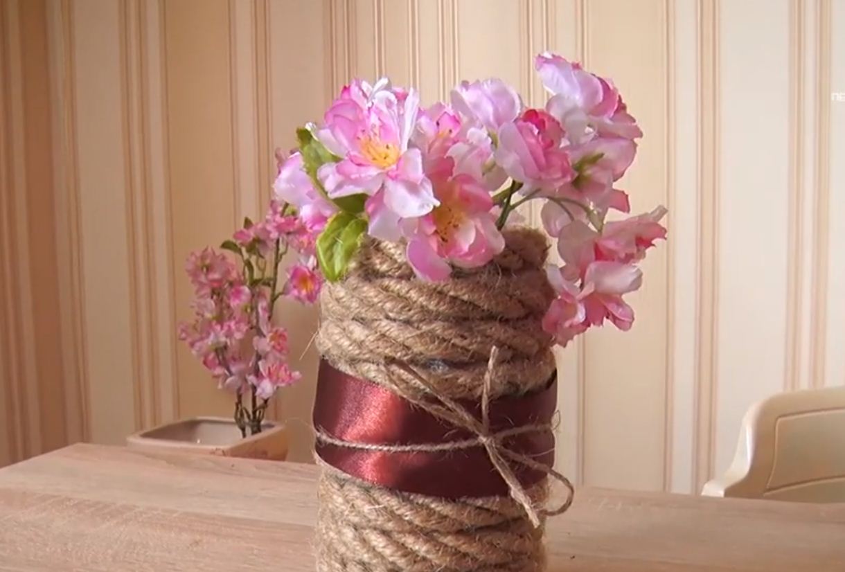 Закарпатська Hand made майстерня: ваза з банки та канату (ВІДЕО)