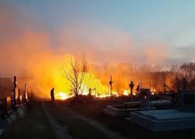 У Сваляві сталась пожежа на кладовищі