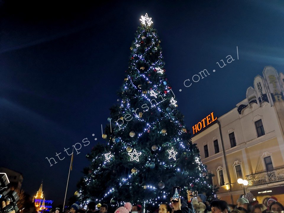 У Мукачеві засяяла новорічна ялинка: як це було (ФОТО)