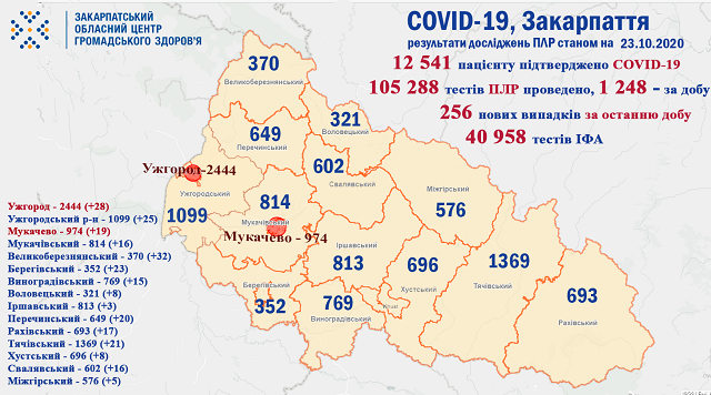 Новий рекорд на Закарпатті: зафіксовано 256 нових випадків COVID-19