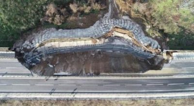 Масштабний обвал у Туреччині: через зсуви обрушилася частина автомагістралі (ФОТО)