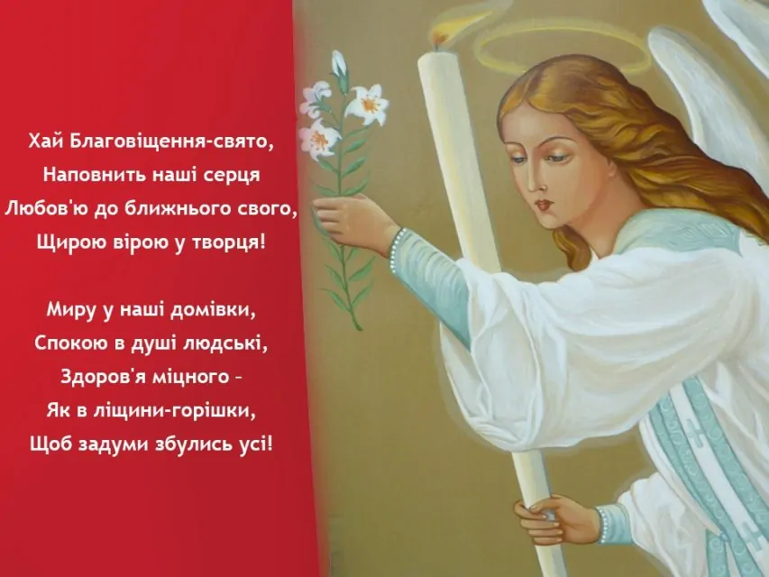 7 квітня - Благовіщення Пресвятої Богородиці, історія свята, привітання, листівки